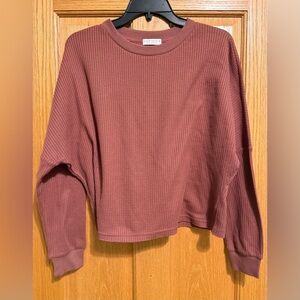 Paper Crane Mauve Long Sleeve Waffle Knit Top